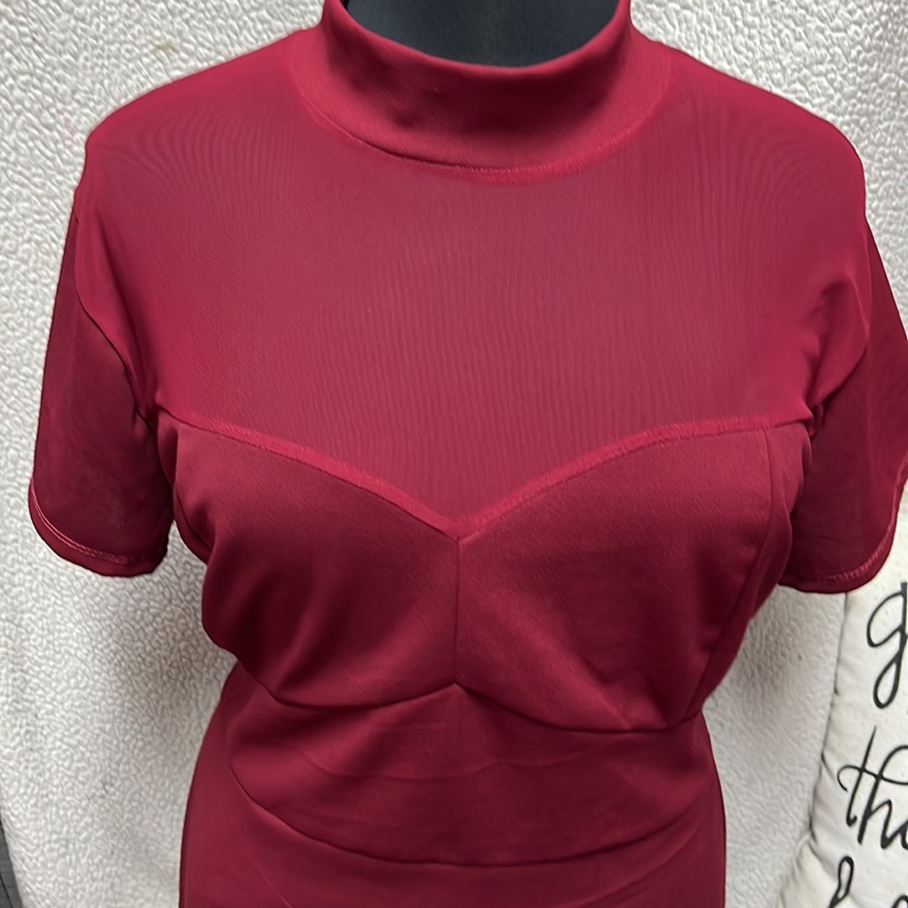 Burgundy/Maroon High-Low dressy dress - versatile! - Picture 2 of 5